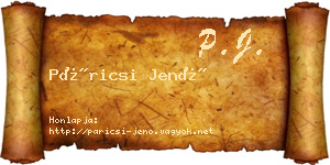 Páricsi Jenő névjegykártya
